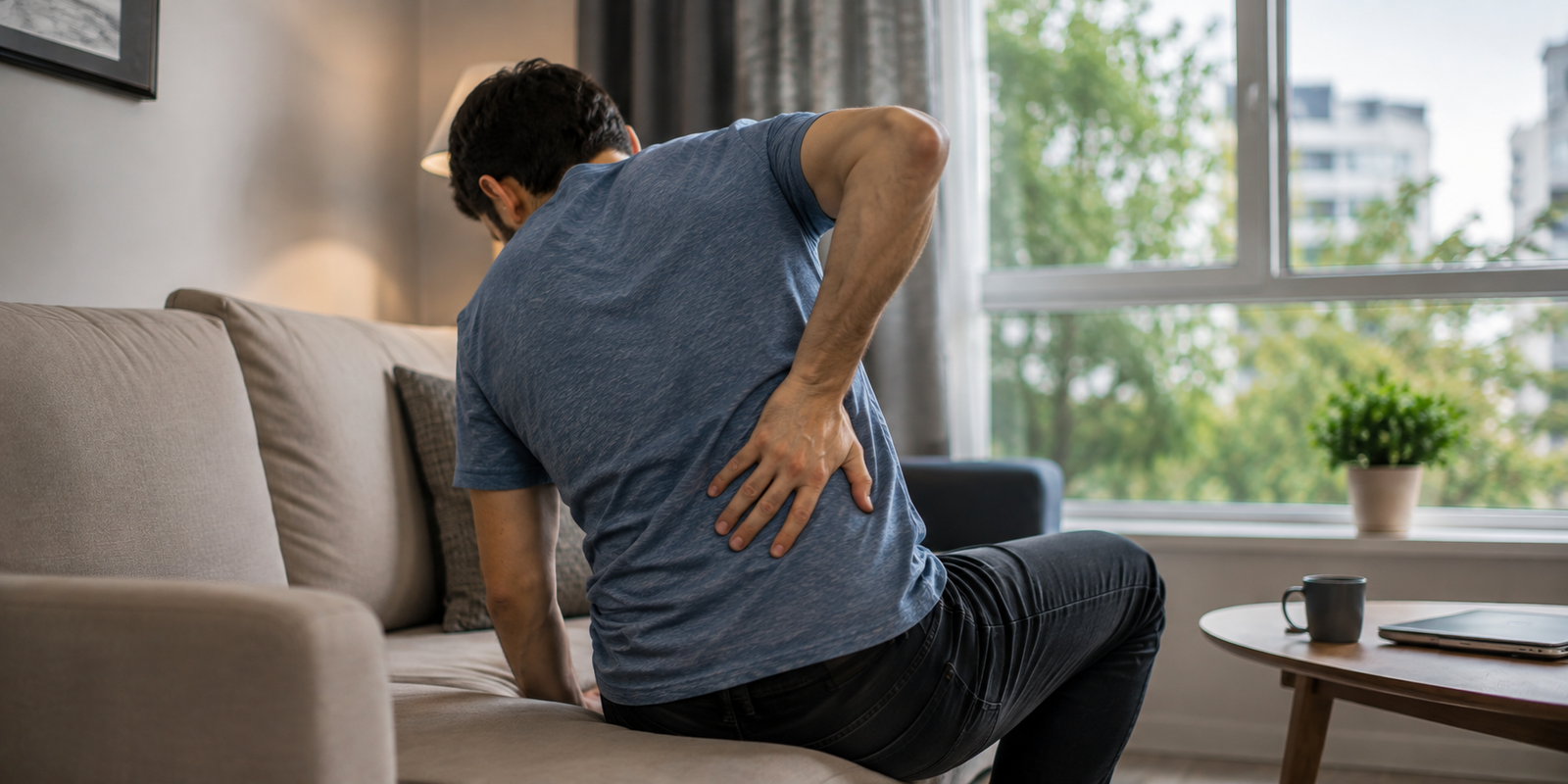 Hombre con dolor lumbar por hernia de disco